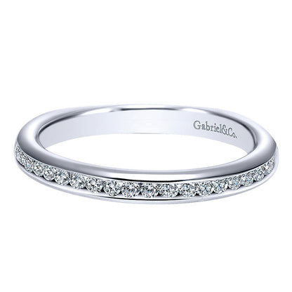Wedding Band 14k White Gold Diamond Straight