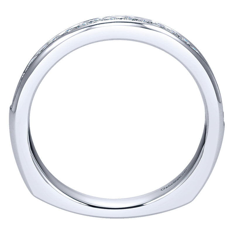 Wedding Band 14k White Gold Diamond Straight