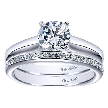 Wedding Band 14k White Gold Diamond Straight