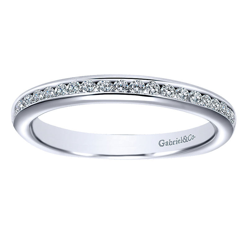 Wedding Band 14k White Gold Diamond Straight