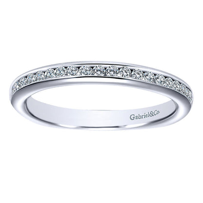 Wedding Band 14k White Gold Diamond Straight
