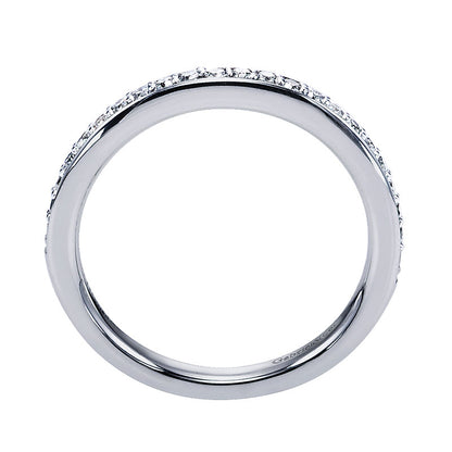 Wedding Band 14k White Gold Diamond Straight
