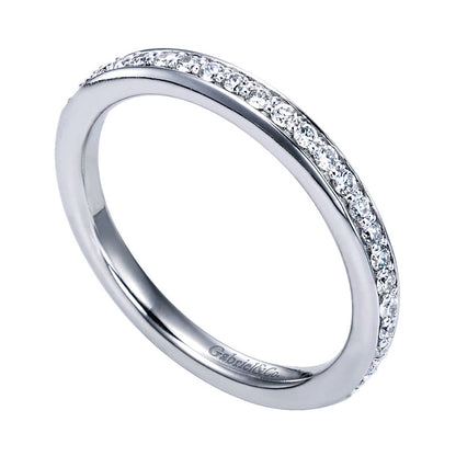 Wedding Band 14k White Gold Diamond Straight
