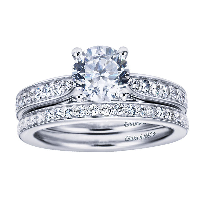 Wedding Band 14k White Gold Diamond Straight