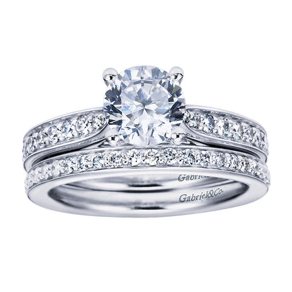 Wedding Band 14k White Gold Diamond Straight