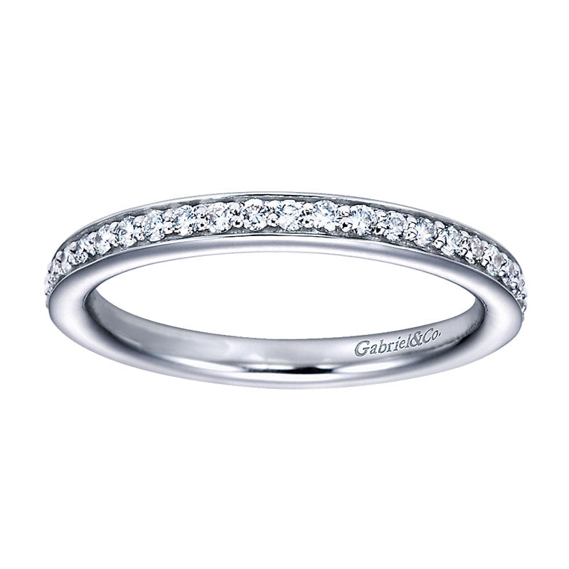 Wedding Band 14k White Gold Diamond Straight