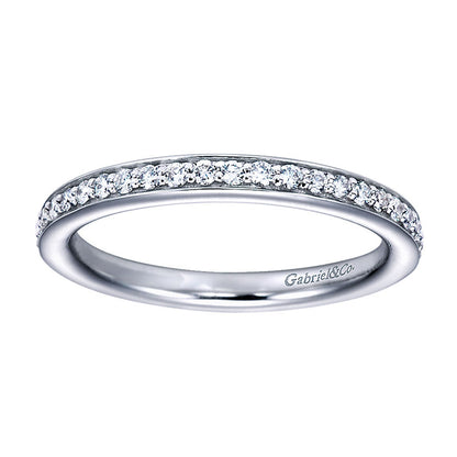 Wedding Band 14k White Gold Diamond Straight