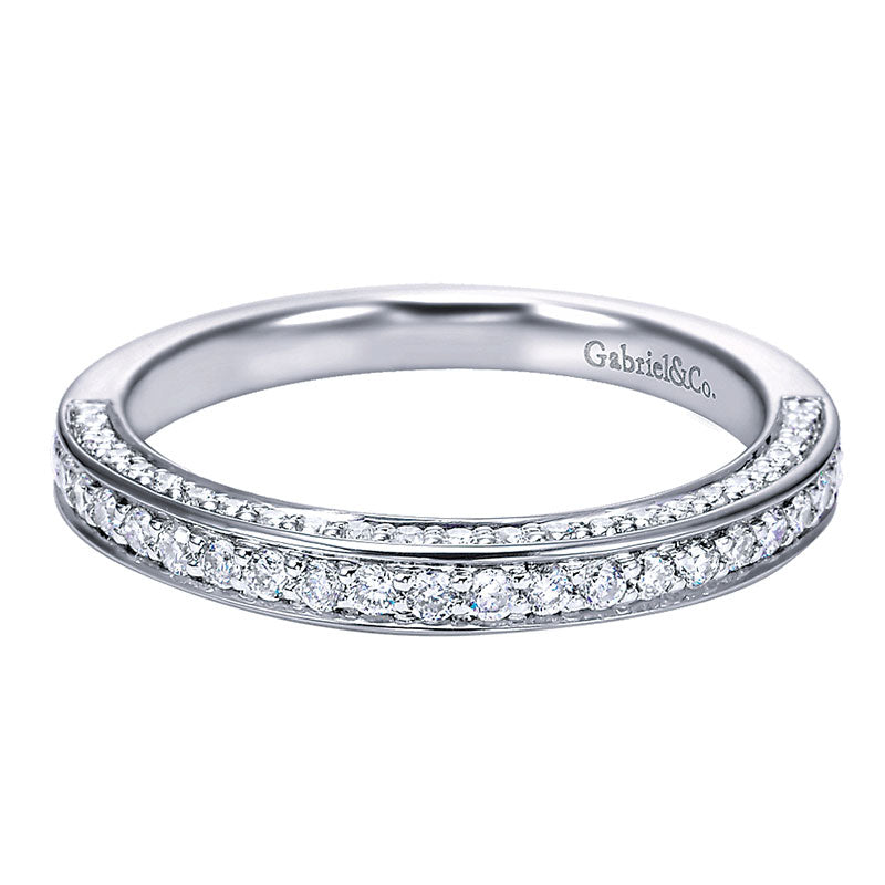 Wedding Band 14k White Gold Diamond Straight