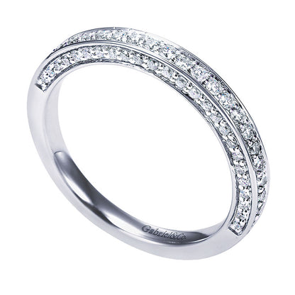 Wedding Band 14k White Gold Diamond Straight