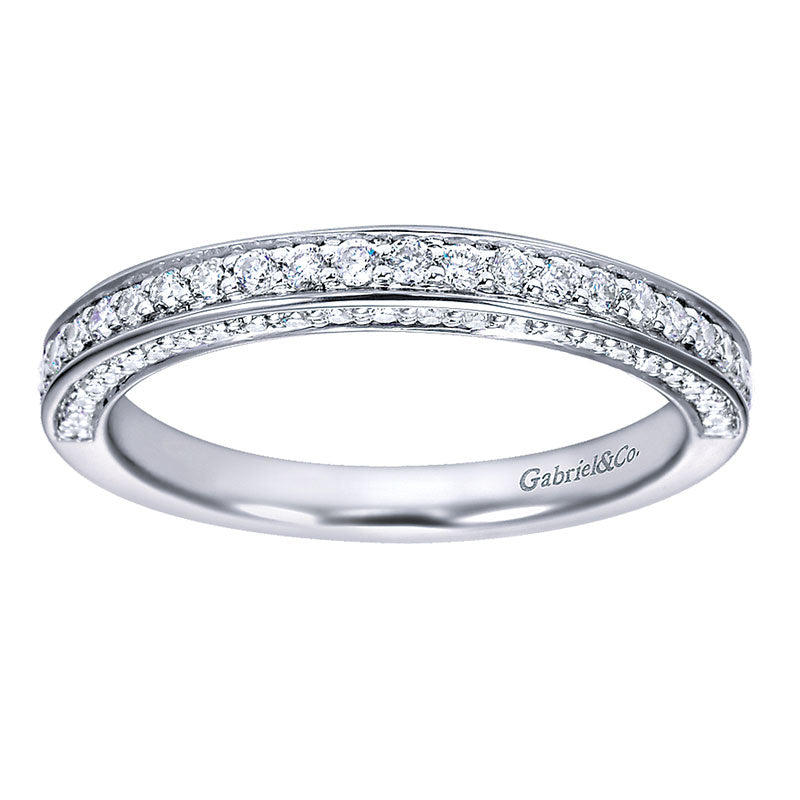 Wedding Band 14k White Gold Diamond Straight