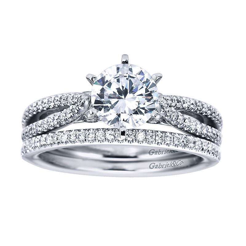 Wedding Band 14k White Gold Diamond Straight