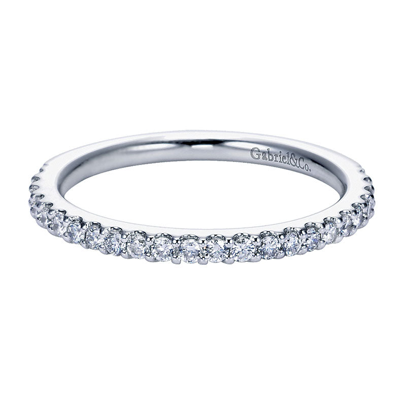 Wedding Band 14k White Gold Diamond Straight