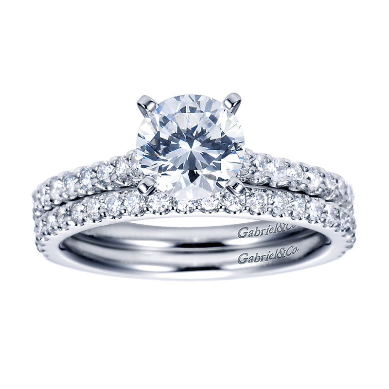 Wedding Band 14k White Gold Diamond Straight