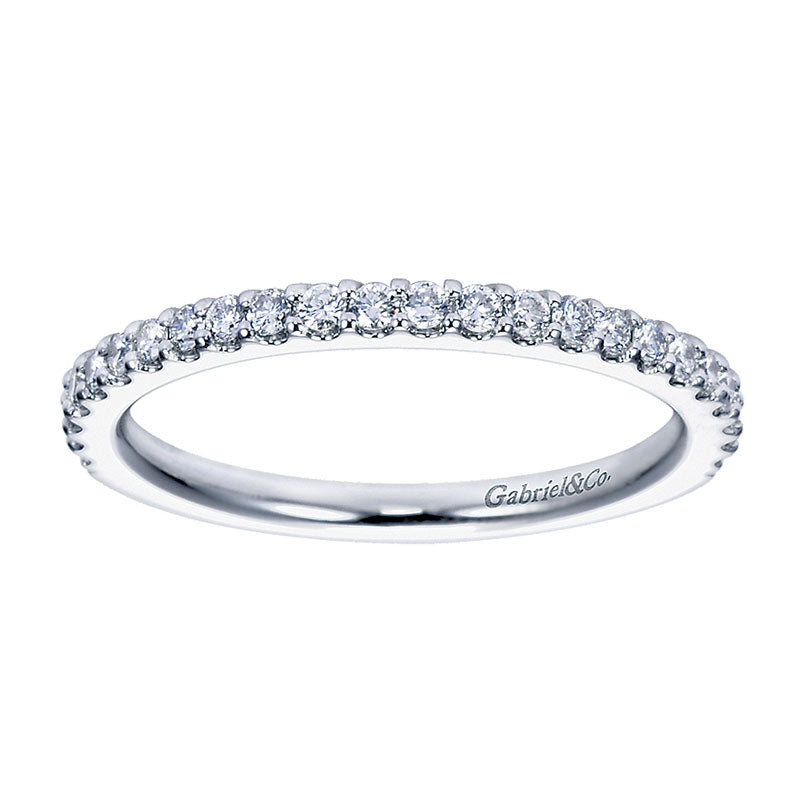 Wedding Band 14k White Gold Diamond Straight