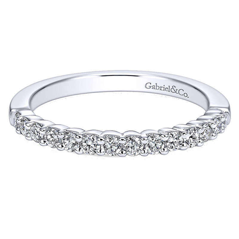 Wedding Band 14k White Gold Diamond Straight