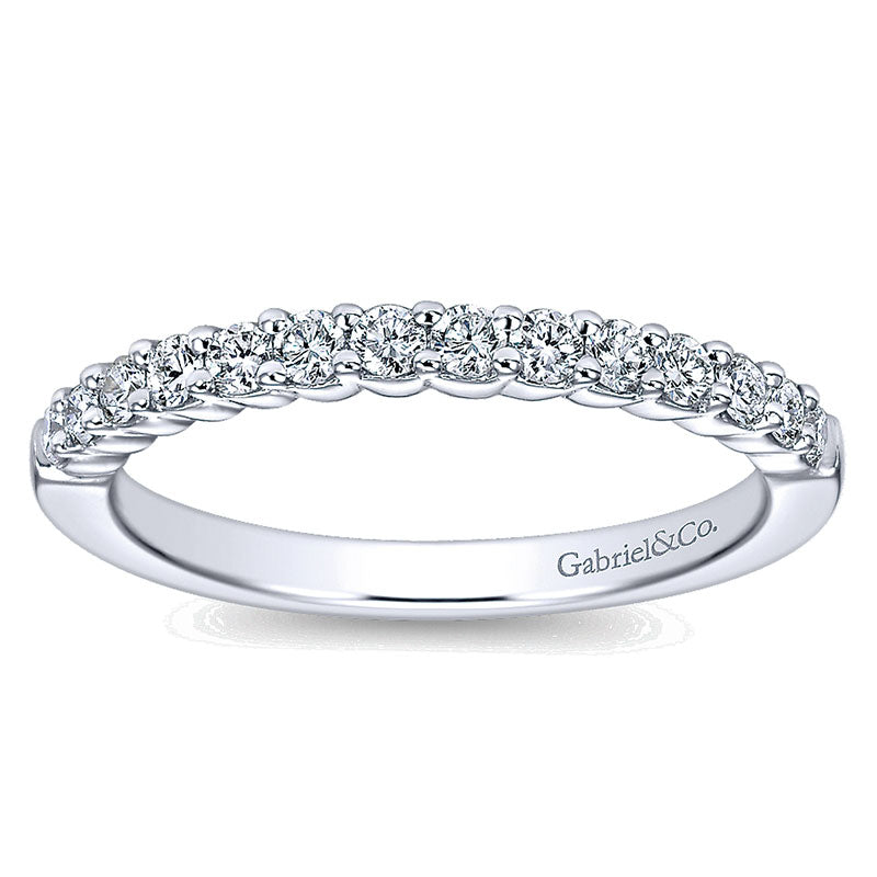 Wedding Band 14k White Gold Diamond Straight