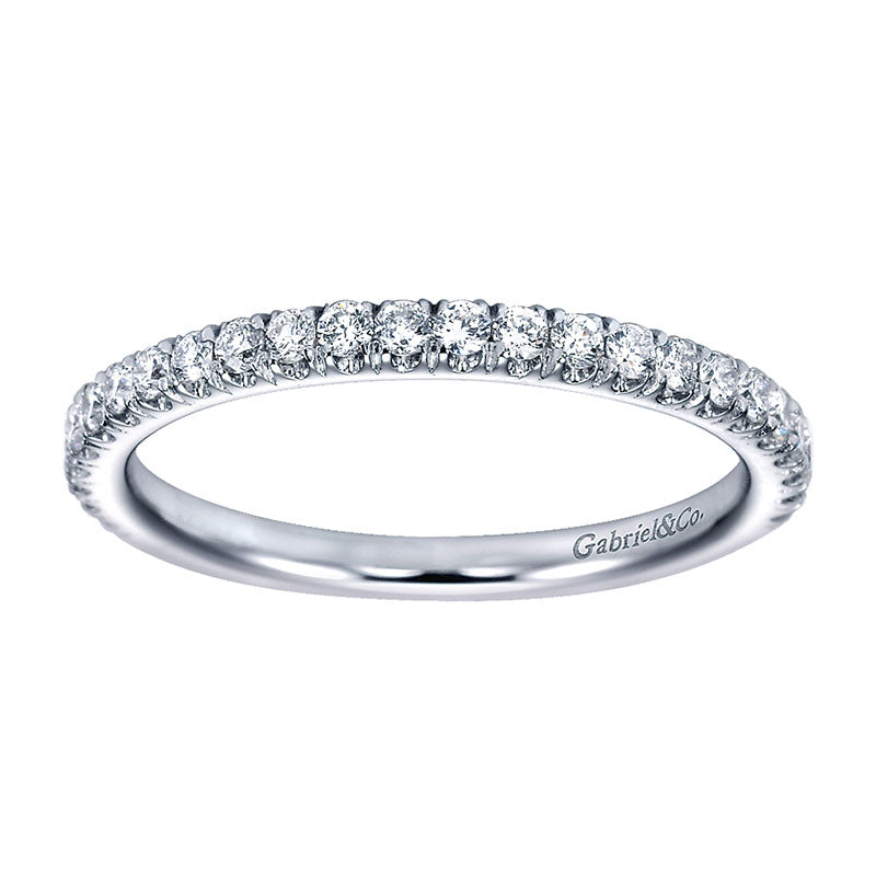 Wedding Band 14k White Gold Diamond Straight