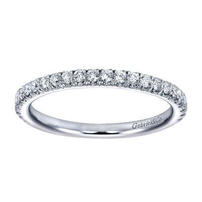 Wedding Band 14k White Gold Diamond Straight