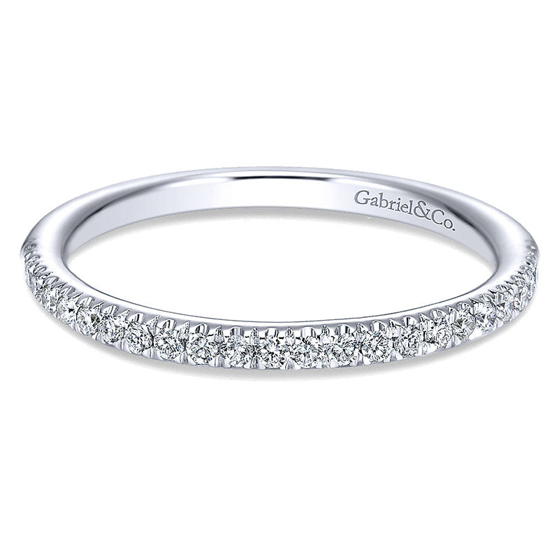 Wedding Band 14k White Gold Diamond Straight