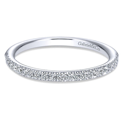 Wedding Band 14k White Gold Diamond Straight