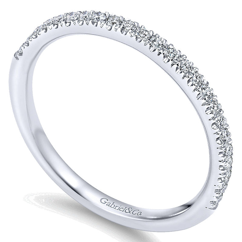 Wedding Band 14k White Gold Diamond Straight