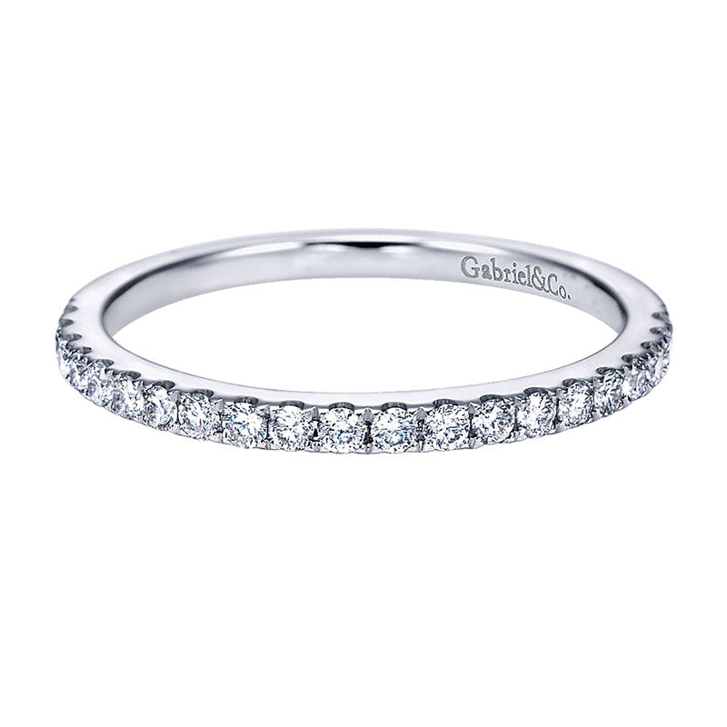 Wedding Band 14k White Gold Diamond Straight