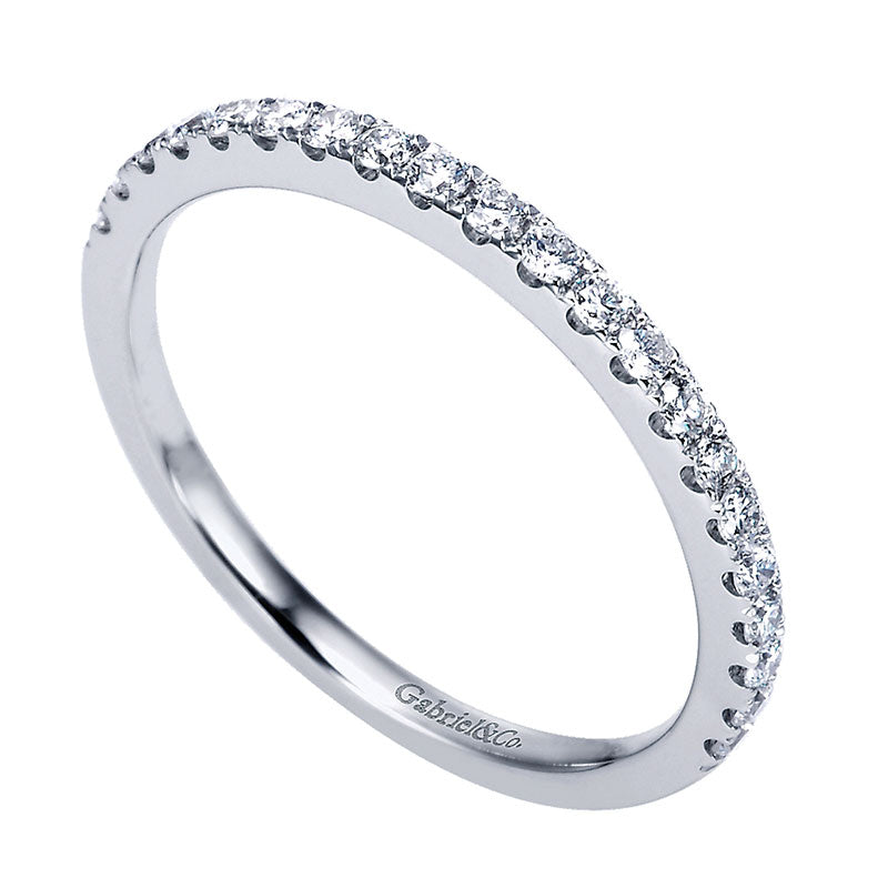Wedding Band 14k White Gold Diamond Straight