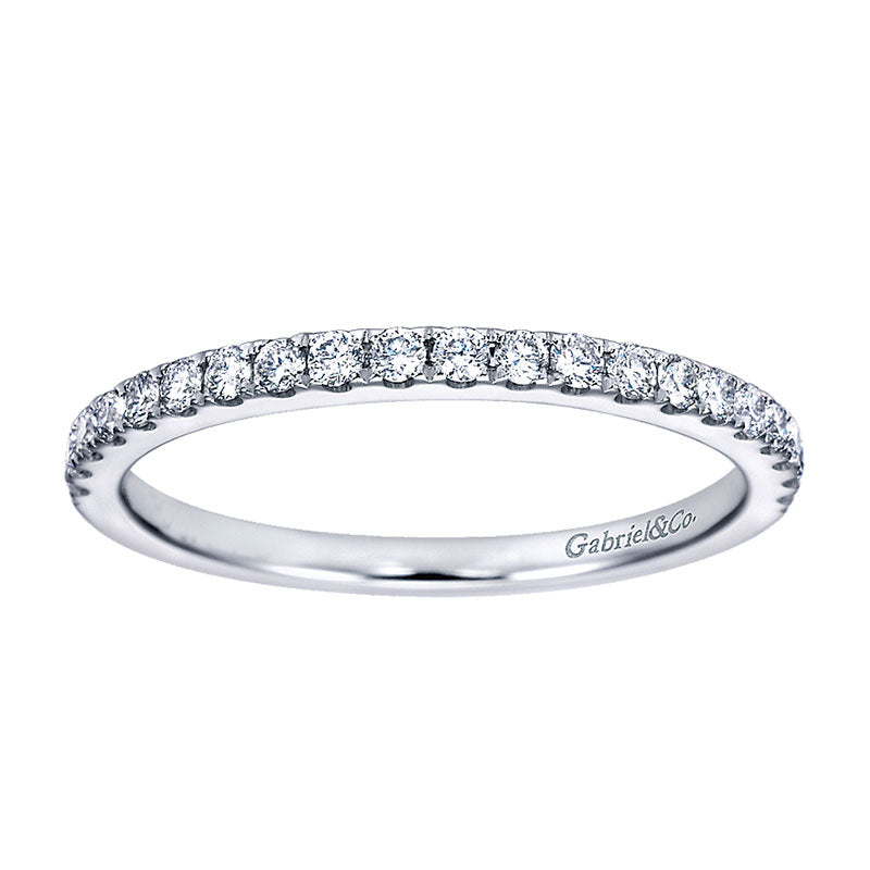 Wedding Band 14k White Gold Diamond Straight