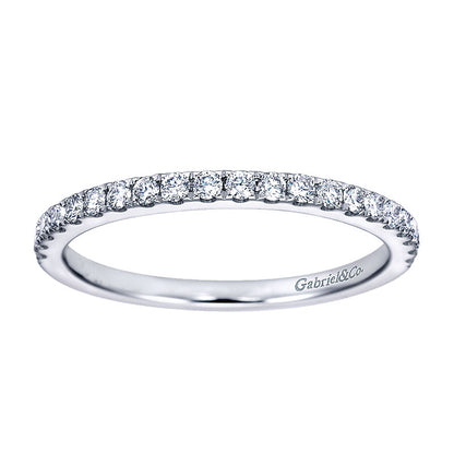 Wedding Band 14k White Gold Diamond Straight
