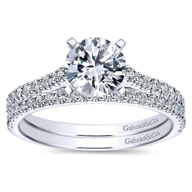 Wedding Band 14k White Gold Contemporary Straight