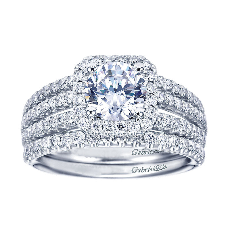 Wedding Band 14k White Gold Diamond Straight