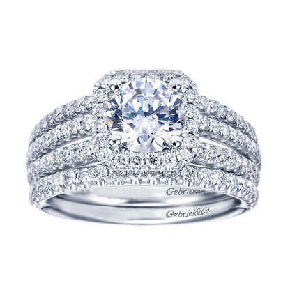 Wedding Band 14k White Gold Diamond Straight