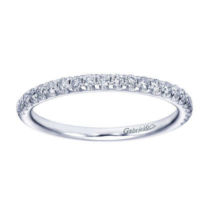 Wedding Band 14k White Gold Diamond Straight