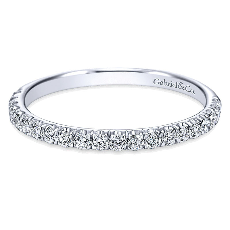 Wedding Band 14k White Gold Diamond Straight