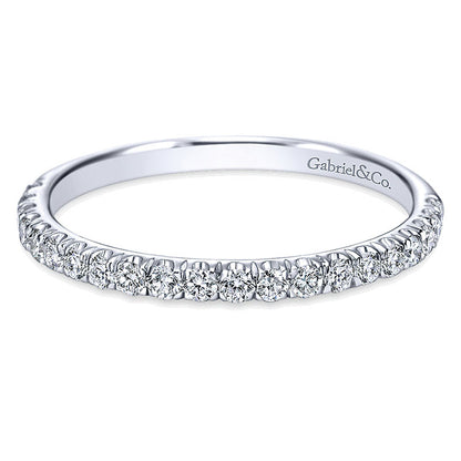 Wedding Band 14k White Gold Diamond Straight
