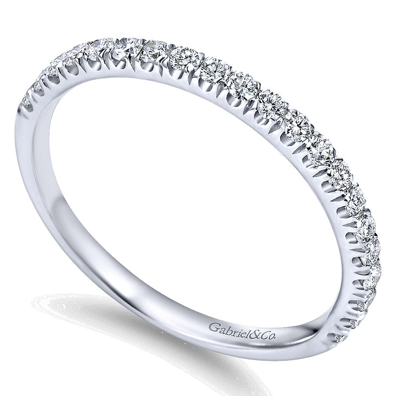 Wedding Band 14k White Gold Diamond Straight