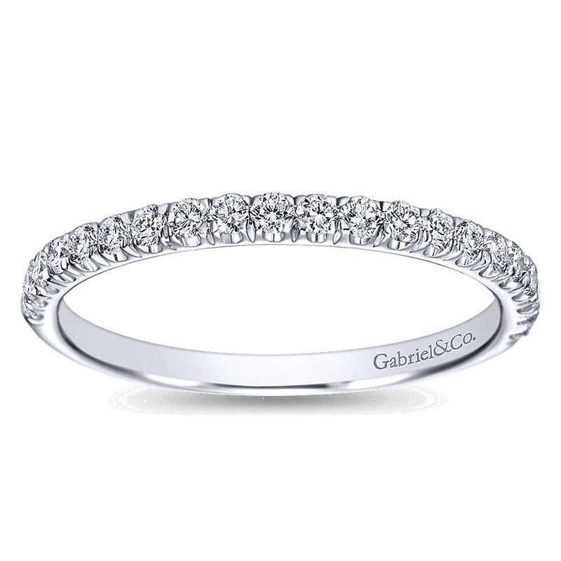 Wedding Band 14k White Gold Diamond Straight