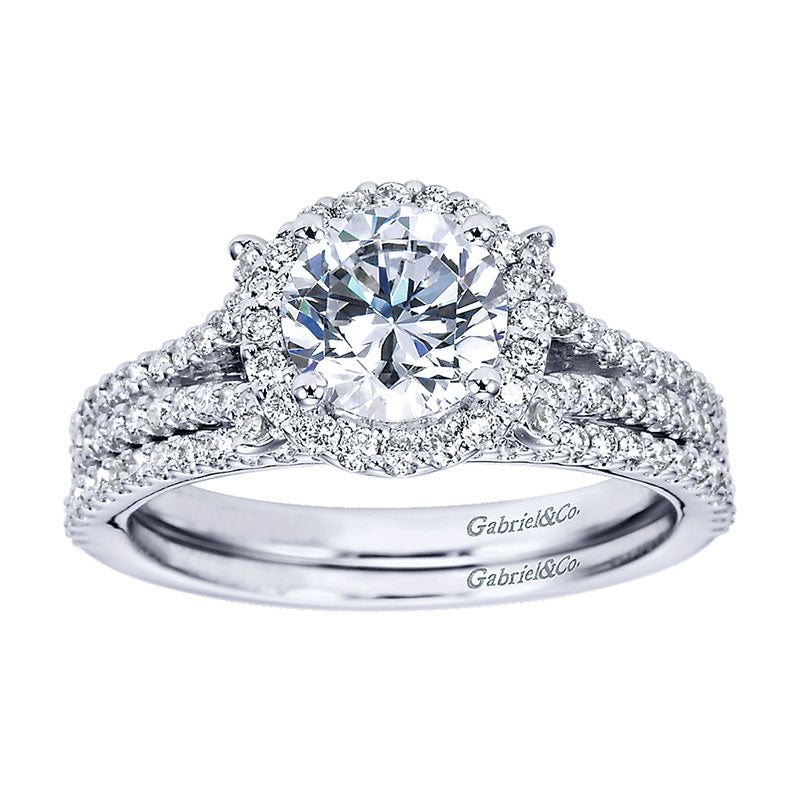 Wedding Band 14k White Gold Diamond Straight