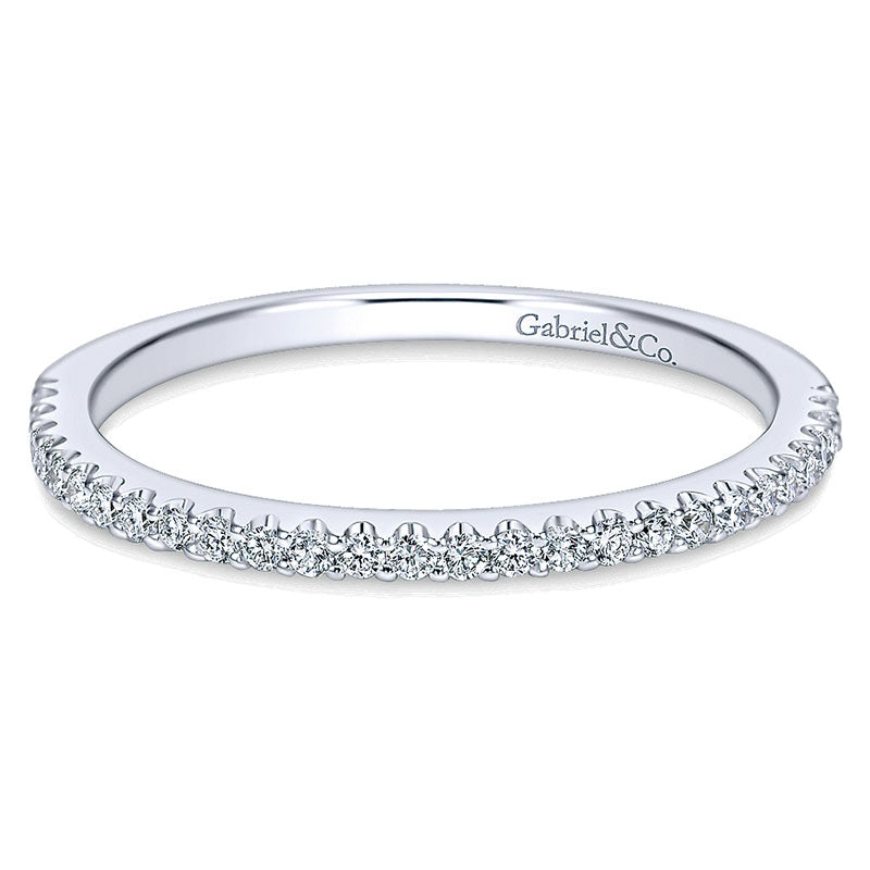 Wedding Band 14k White Gold Diamond Straight