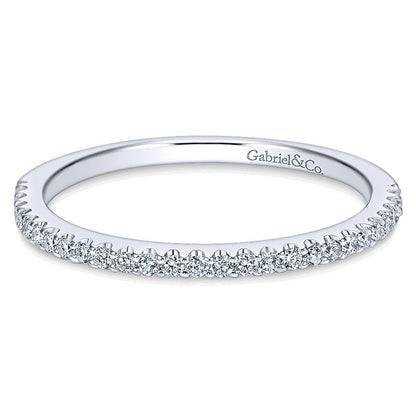 Wedding Band 14k White Gold Diamond Straight