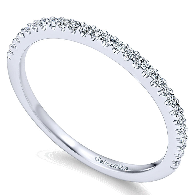 Wedding Band 14k White Gold Diamond Straight
