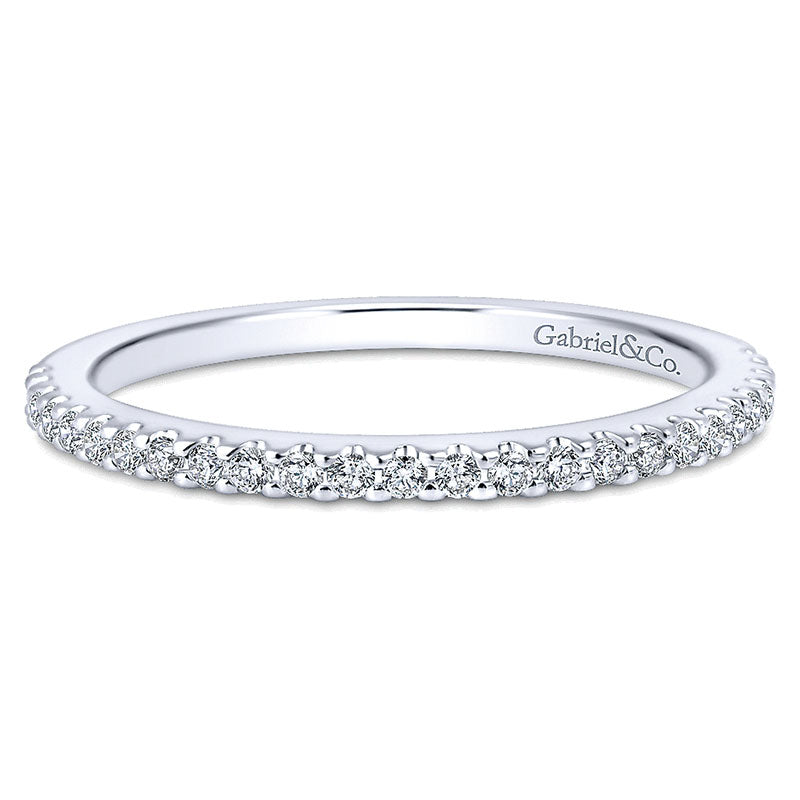 Wedding Band 14k White Gold Diamond Straight