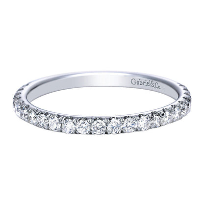 Wedding Band 14k White Gold Diamond Straight