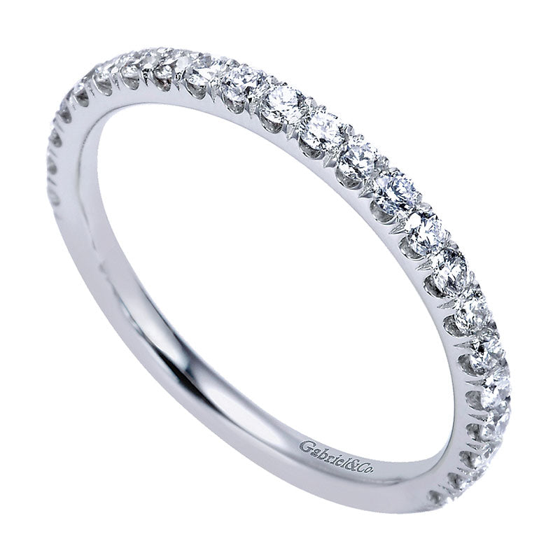 Wedding Band 14k White Gold Diamond Straight
