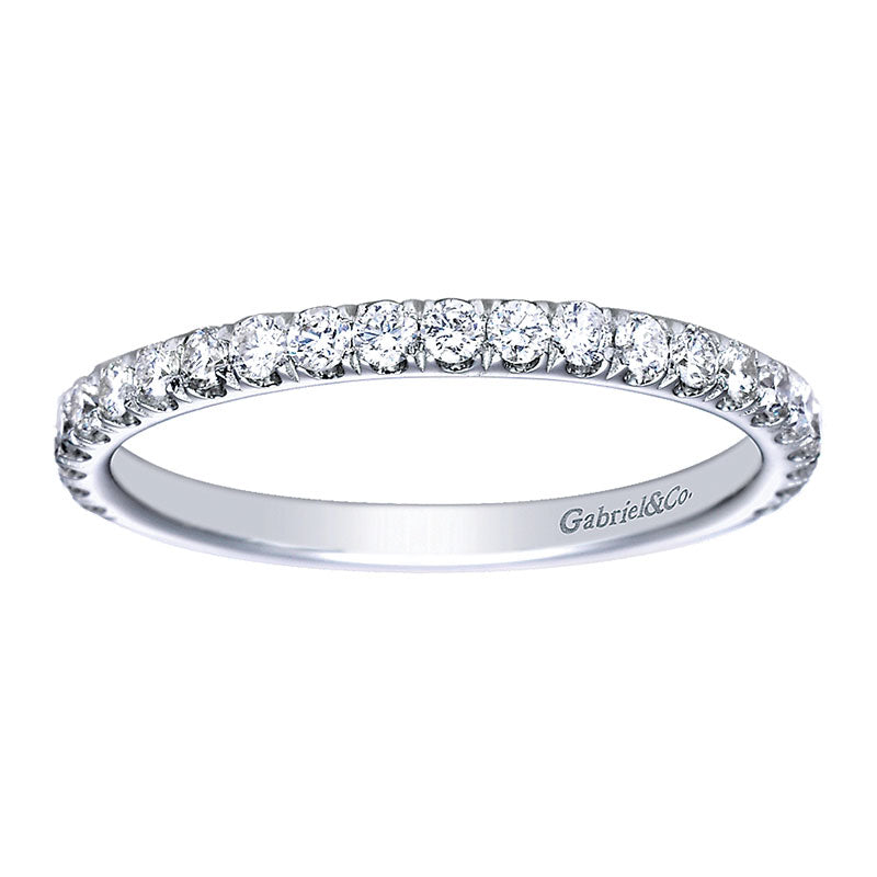 Wedding Band 14k White Gold Diamond Straight