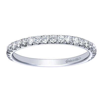 Wedding Band 14k White Gold Diamond Straight