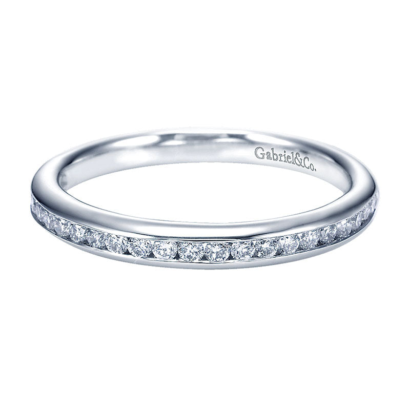 Wedding Band 14k White Gold Diamond Straight