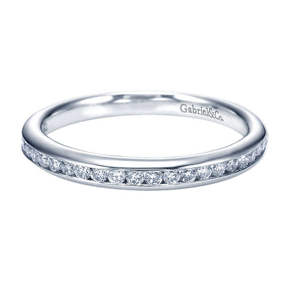 Wedding Band 14k White Gold Diamond Straight