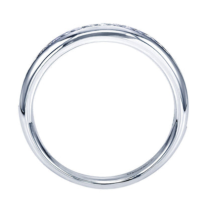 Wedding Band 14k White Gold Diamond Straight