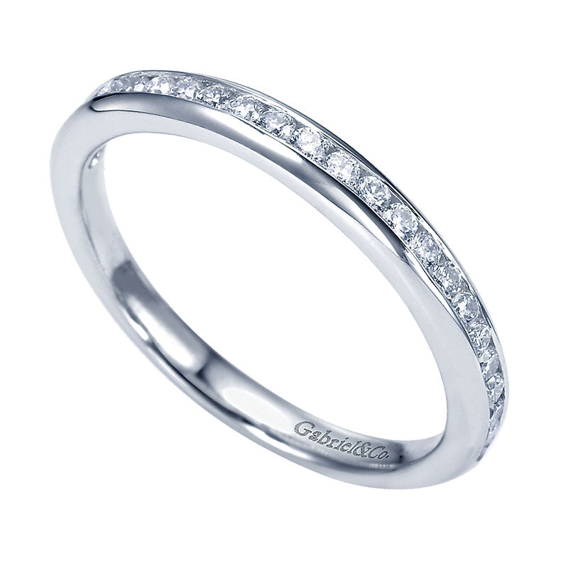 Wedding Band 14k White Gold Diamond Straight